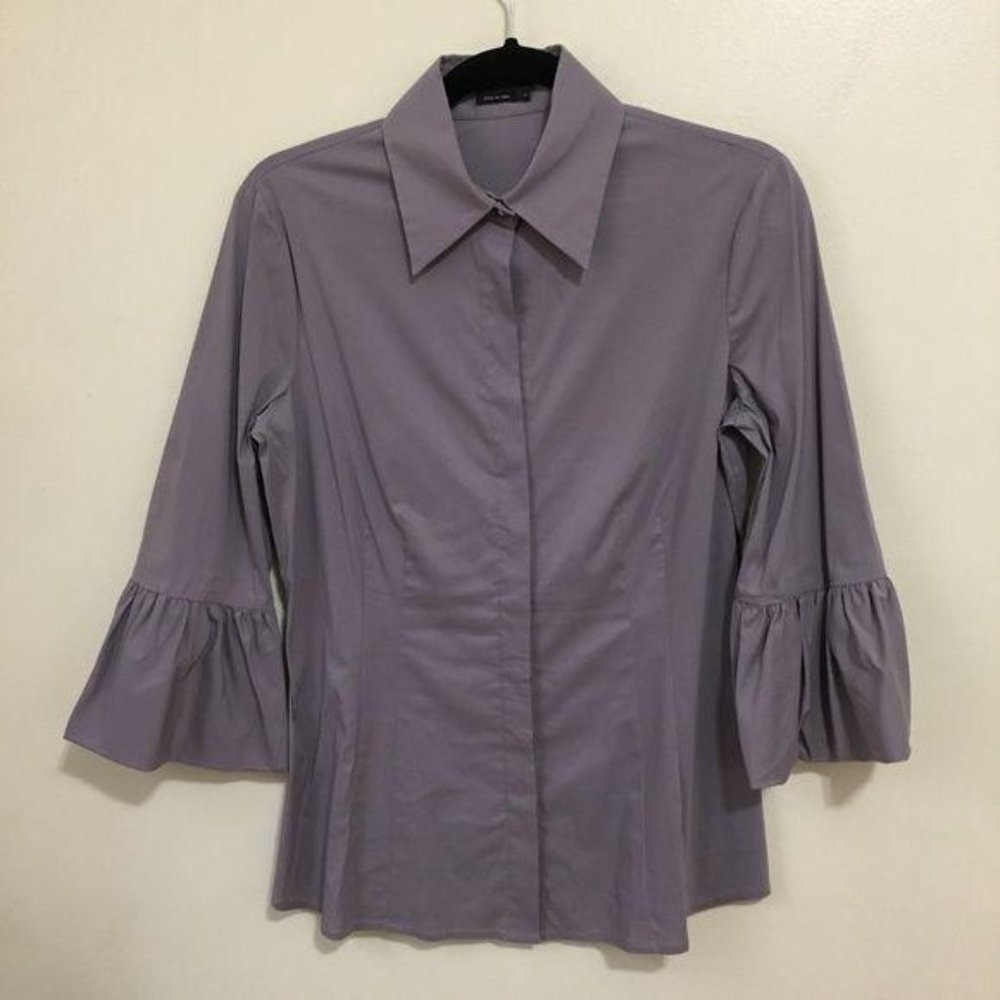 BCBGMAXAZRIA bell sleeve collared blouse AT20